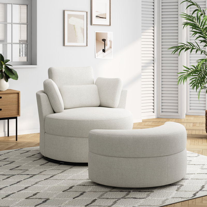 Chaise longue rembourrée avec coussin Niama, Mélange de polyester beige