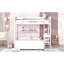 Lit superposé simple au-dessus d'un lit double avec bureau blanc - et conception pratique dans la chambre à coucher