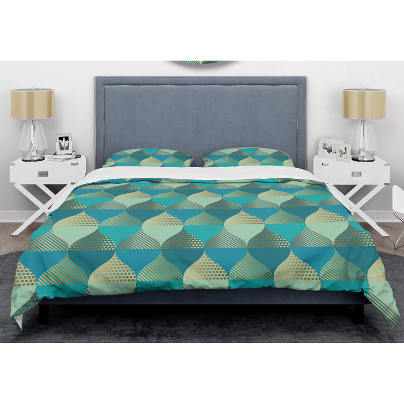 Ensemble de housse de couette  Mid-Century, Housse de couette très grand et 2 taies