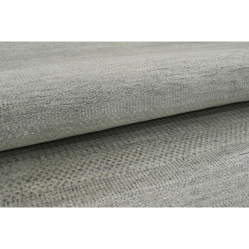 Tapis argenté et noir noué à la main de haute qualité