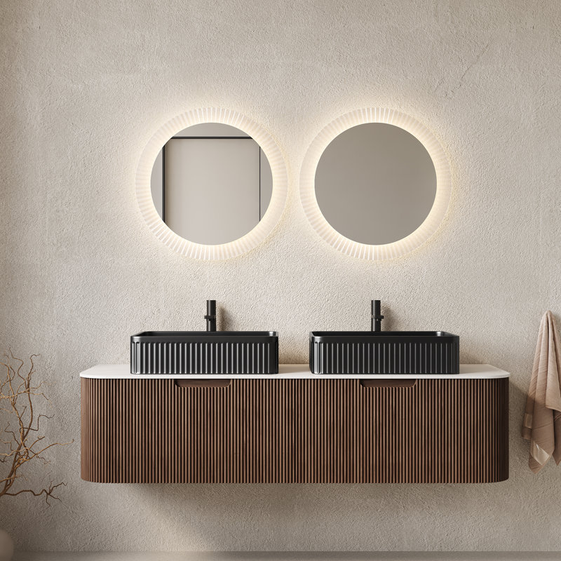 Meuble-lavabo mural Annora, Black Rectangle, 60"