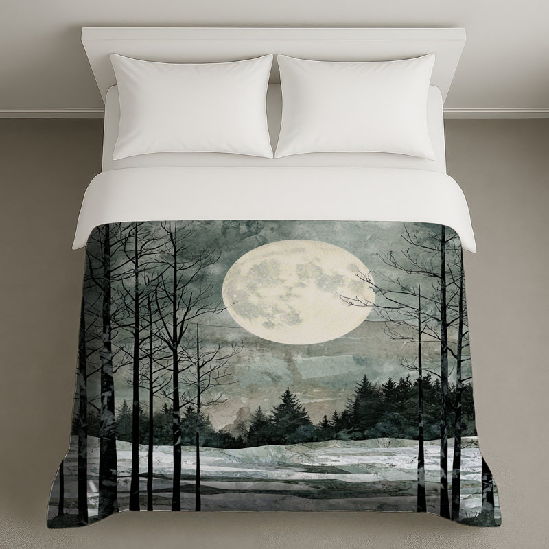 Full Moon Winter Landscape Duvet Covers, King