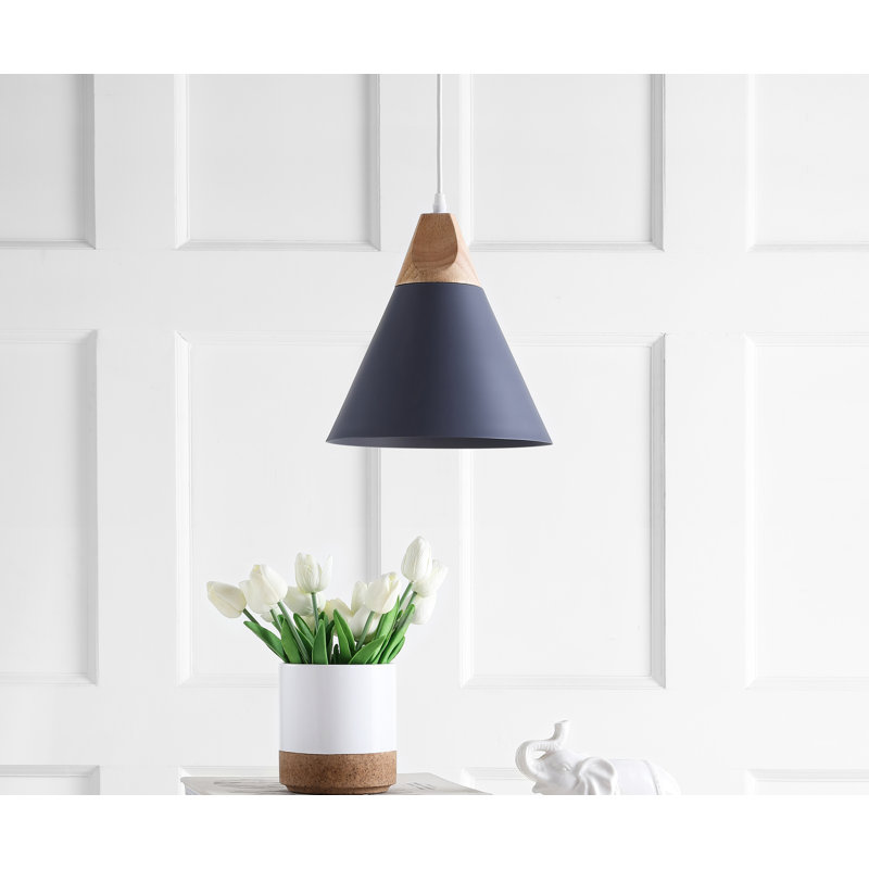 Luminaire suspendu conique simple 1 lumière Bova, Gris foncé