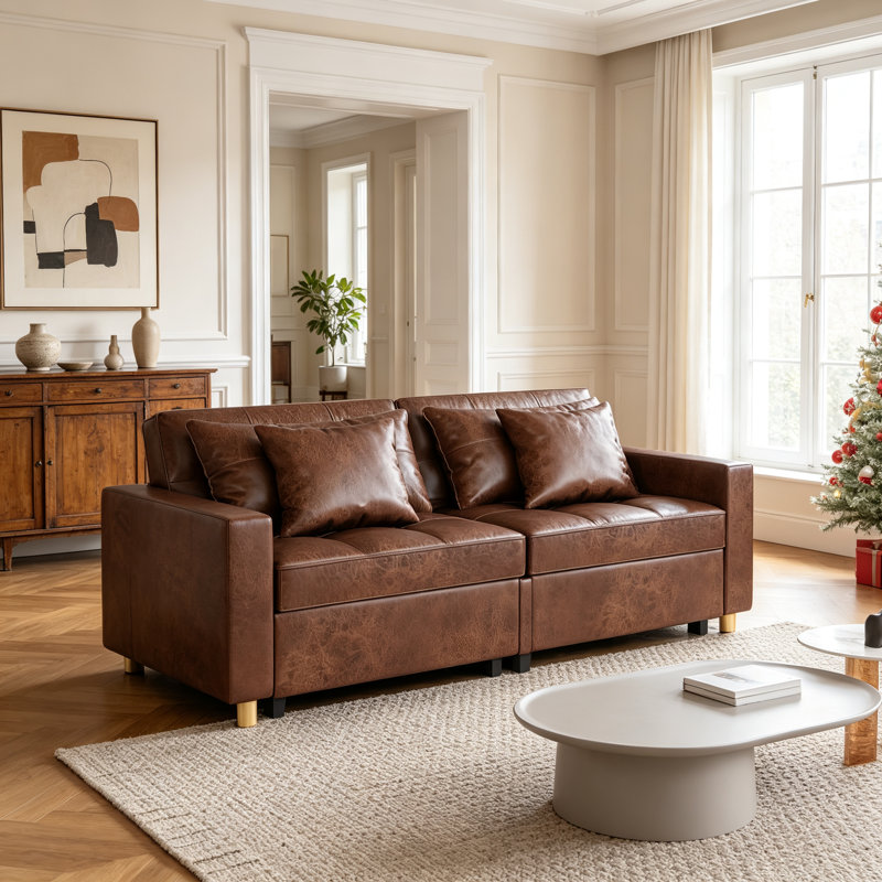 2 Seater Faux Leather Sofa Bed