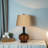 27" Glass Table Lamp, Black Copper