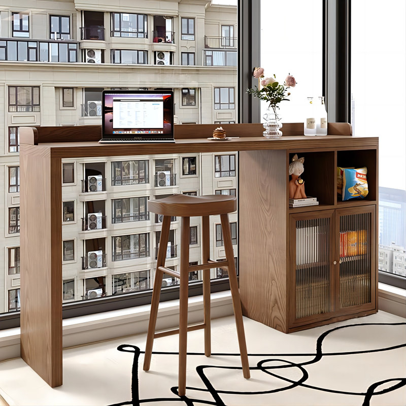 Minimalist Rectangular Solid Wood Bar Table