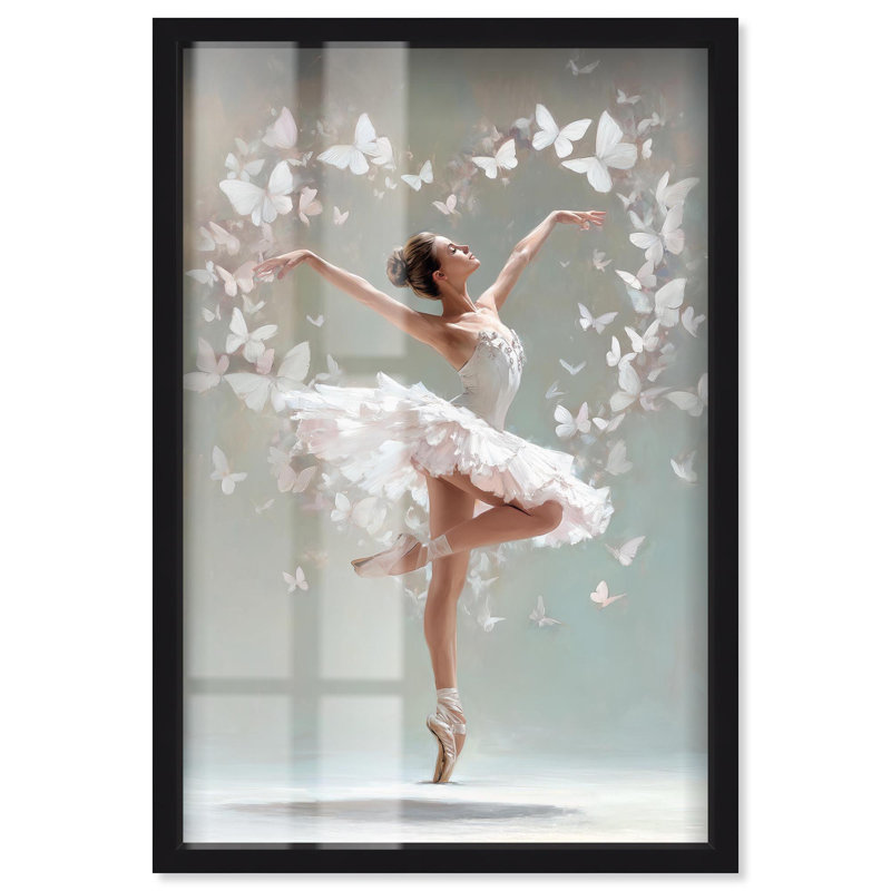 «Flutter Ballerina Glam Art Shadowbox» par Art Remedy, 16" H x 11" W, Noir