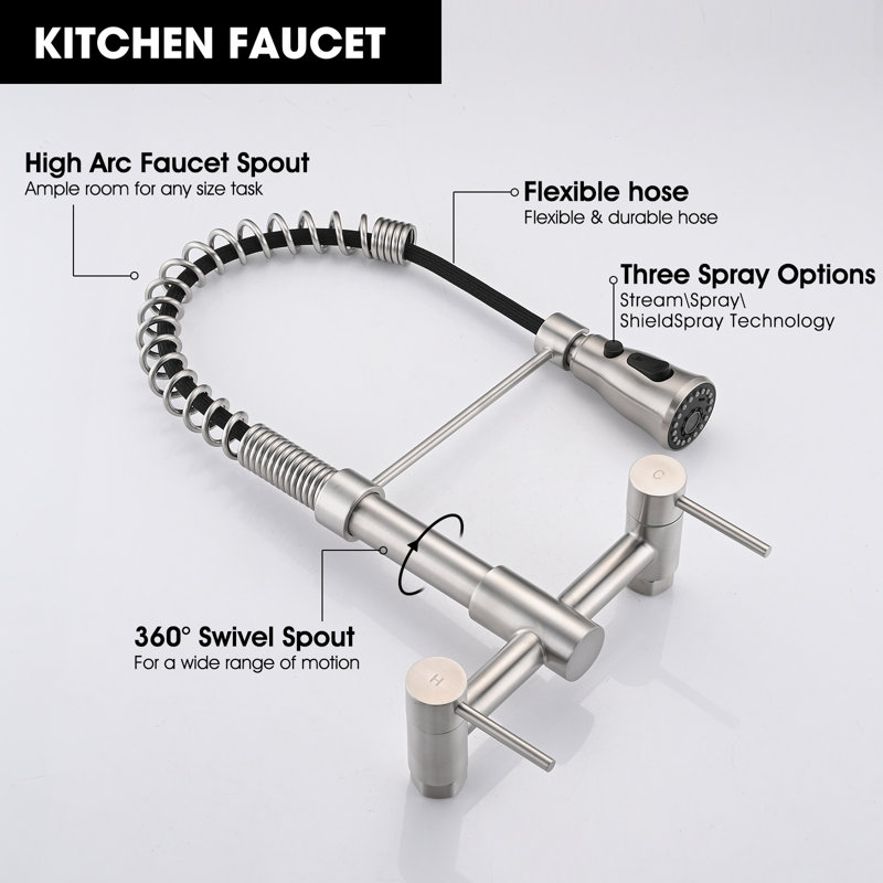 SOUEEUM Pull Down Kitchen Faucet, Silver