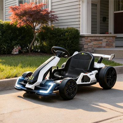 Kart électrique blanc foncé noir avec cadre en polypropylène, longueur 47,25 pouces, capacité de 110 livres