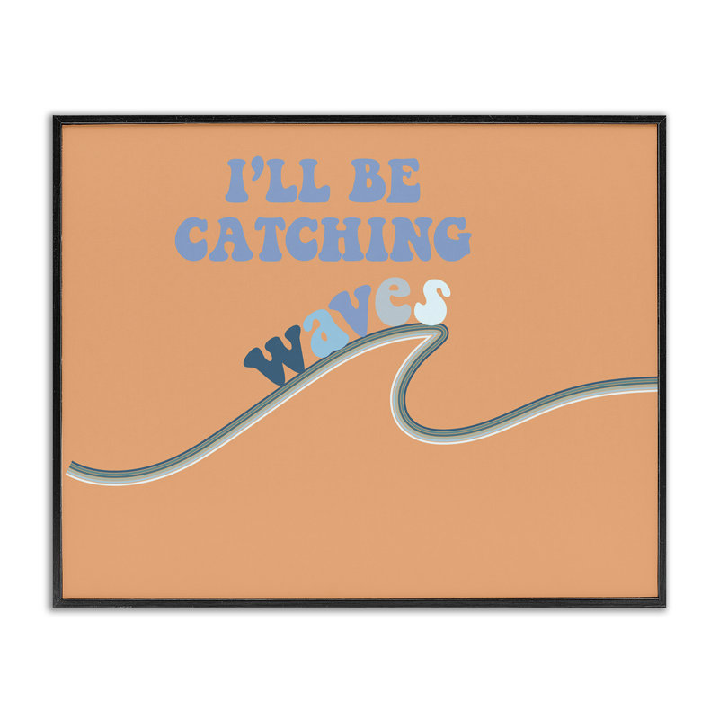 «I'm Be Catching Waves», giclée rétro, design par Ashley Singleton, Giclée encadrée noir minuit, H 11 po x l 14 po