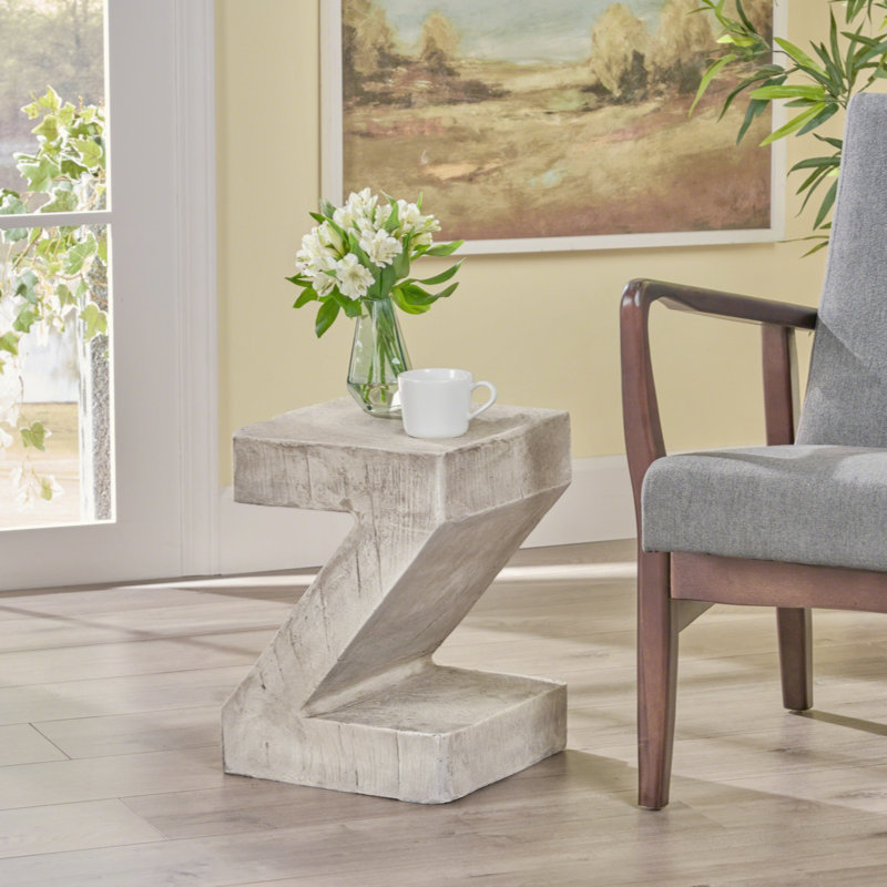 Esch Concrete Side Table,End Table ,Small Coffee Table, Light Gray