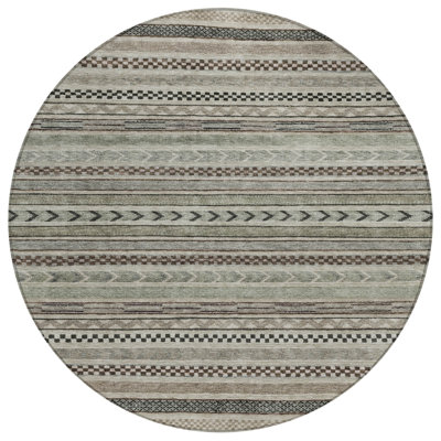 Luthyra Brown Washable Indoor-Outdoor Rug - LOOMLAN