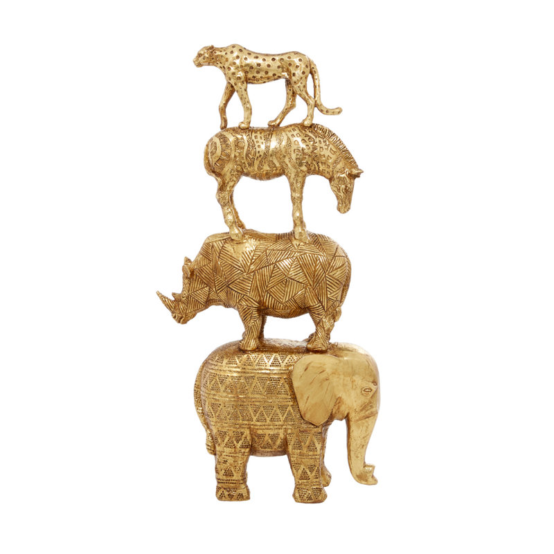Kelecik Animals Figurines & Sculptures, Gold, 15.3" H x 10" W x 4.35" D