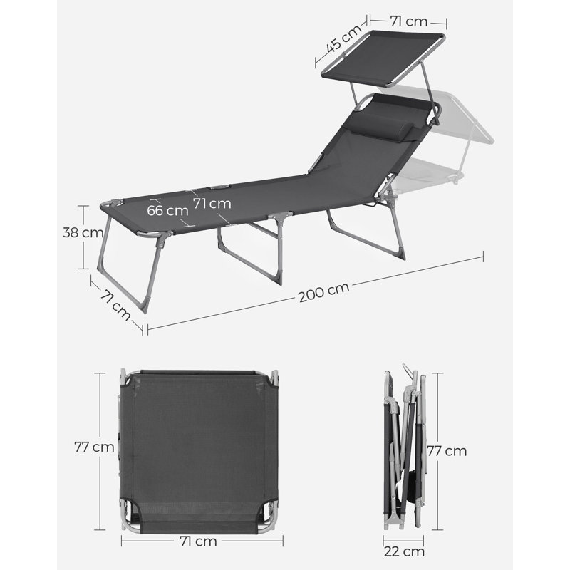 Camaira 200cm Long Single Chaise, Grey/Brown/Blue