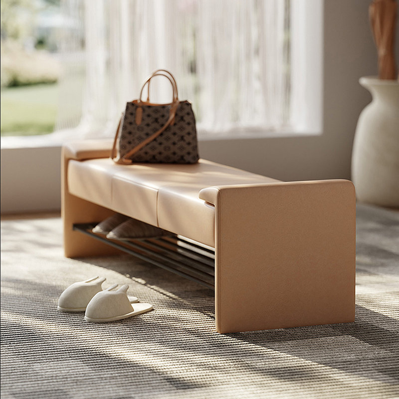 6 - Pair Shoe Storage Bench, Orange