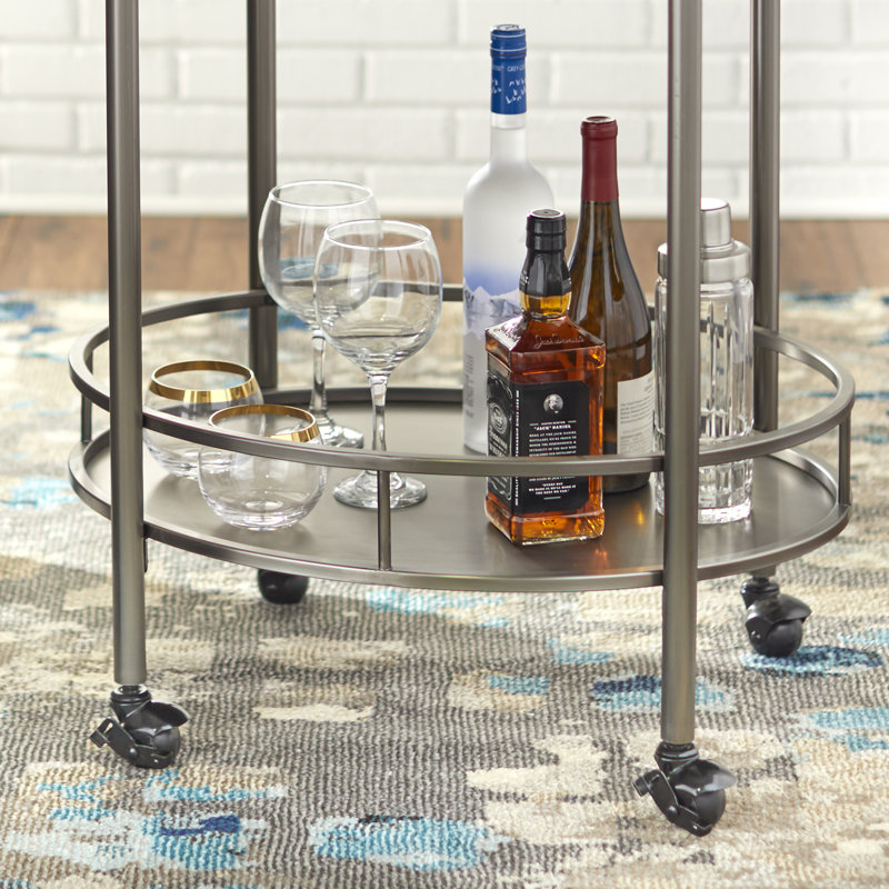 Tornillo Metal Bar Cart, Pewter