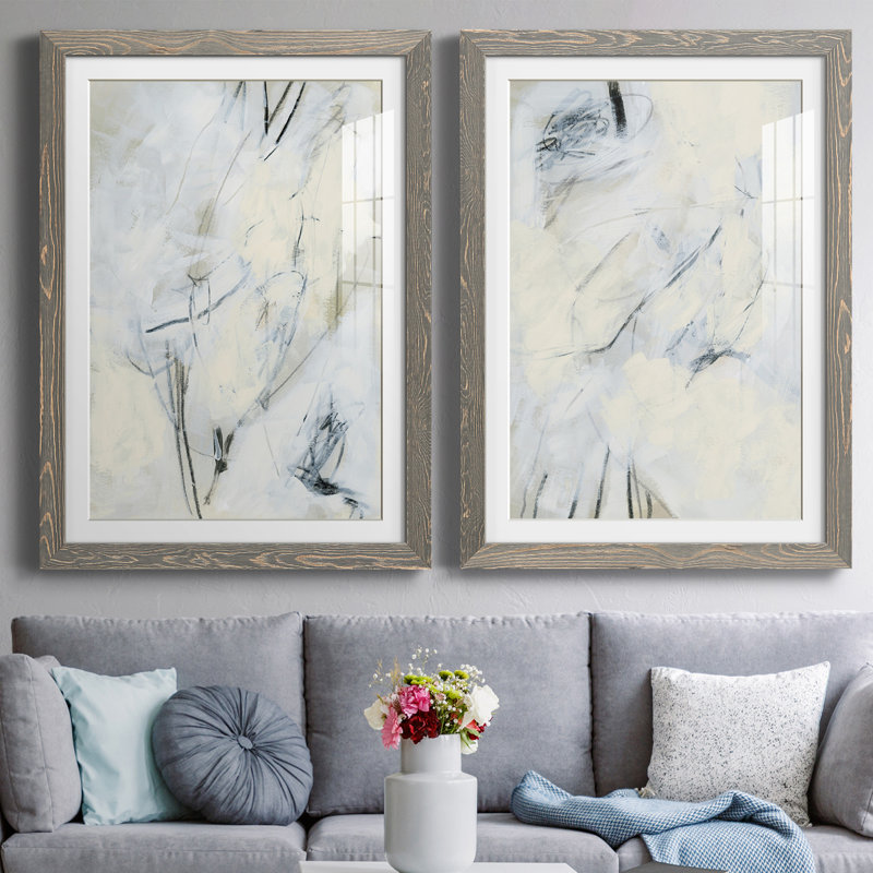 Liminal Space I - ensemble de 2 peintures encadrées, Encadré gris, H 37,5 po x l 27,5 po x P 1 po