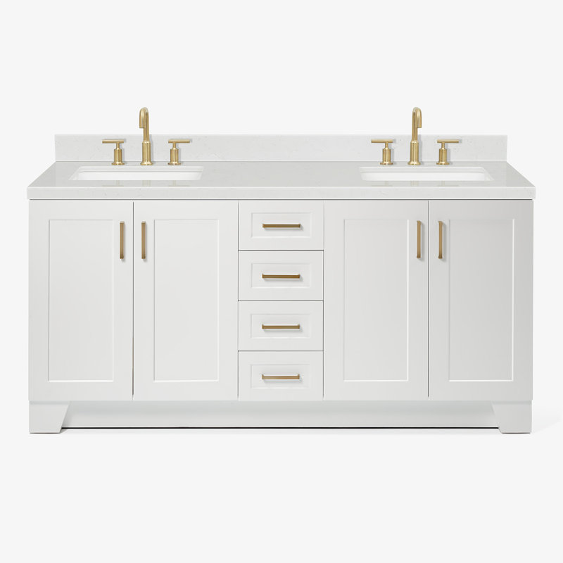 73 IN.  Single Bathroom Vanity, White, Rectangular,  White Quartz