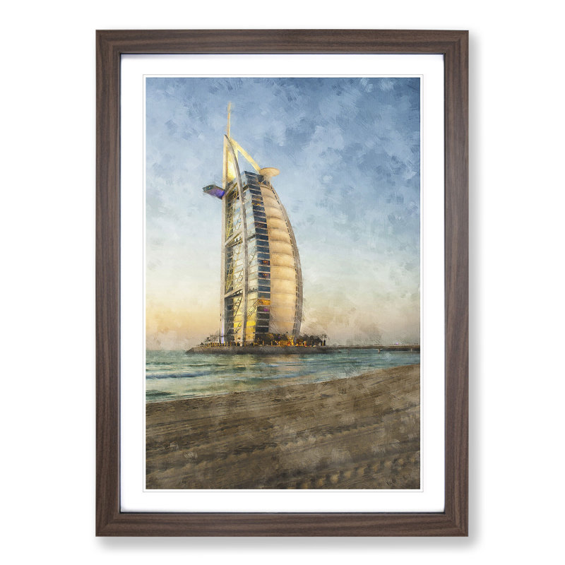 The Burj Al Arab in Dubai Vol.1 - Picture Frame Painting, 48cm H x 36cm W x 2cm D, Walnut Framed