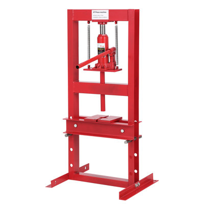 12 Ton Hydraulic Shop Press with Movable Plate 8 Hole Adjustable Height Heavy Duty H-Frame Benchtop Press for Bending Straightening