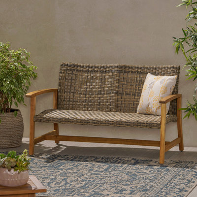 Patio Hampton Wood & Wicker Loveseat