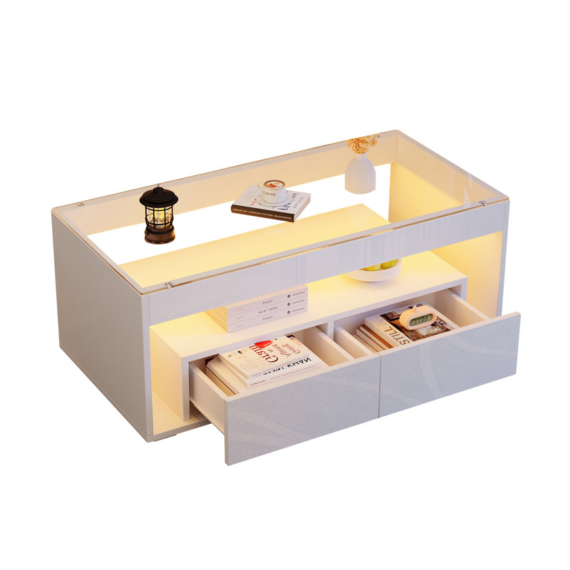 Coffee Table with Storage, White