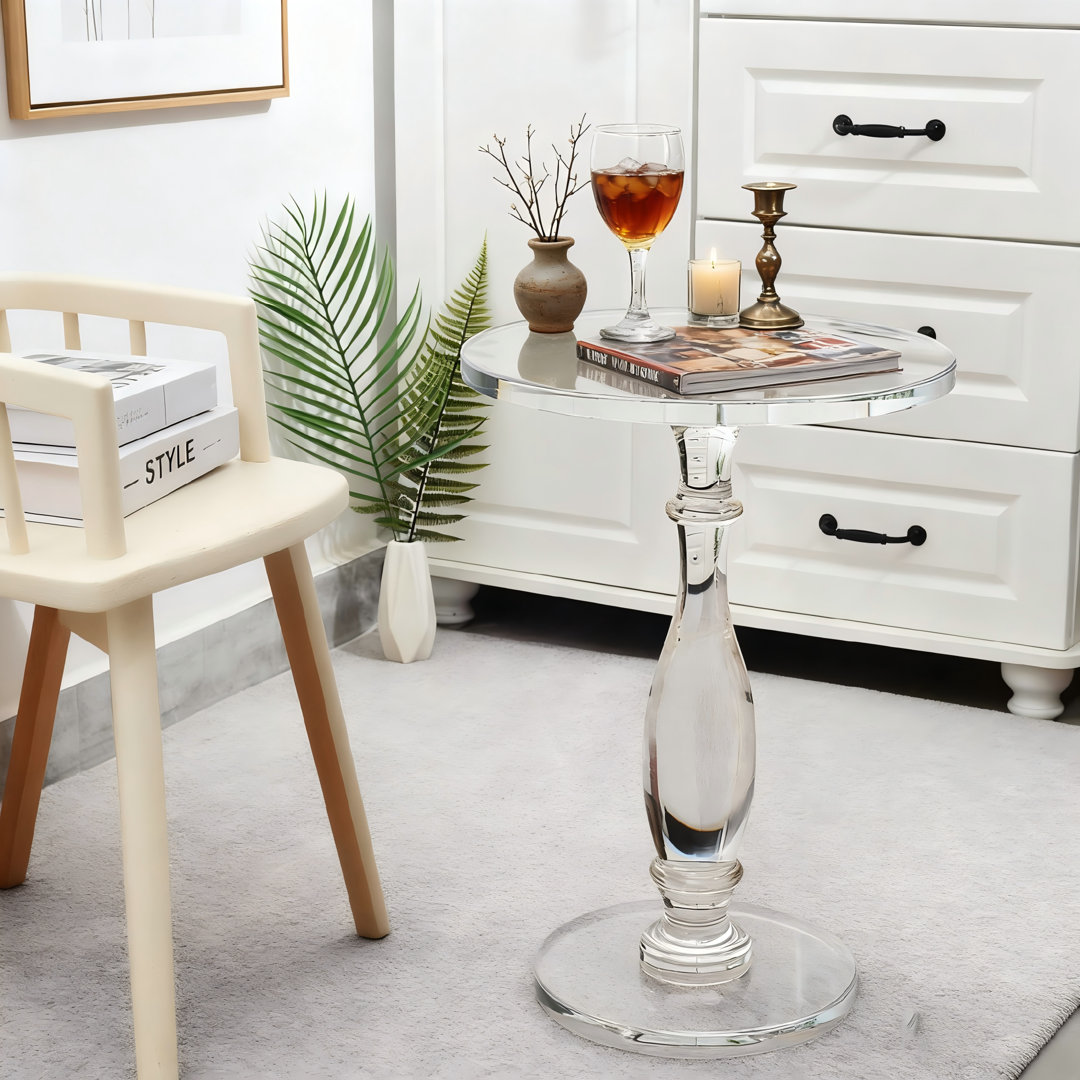 Acrylic side table, modern style small side table, round design bedside table, suitable for bedroom living room office apartment coffee shop Orren Ellis