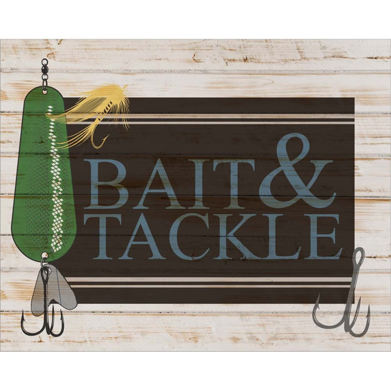 «Bait and Tackle» par Kimberly Allen - Art textuel sur toile tendue, Vert / bleu / jaune