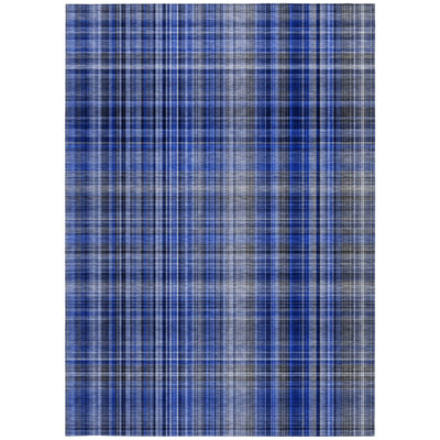 Tapis extérieur lavable antidérapant à carreaux bleu marine 9 pi x 12 pi