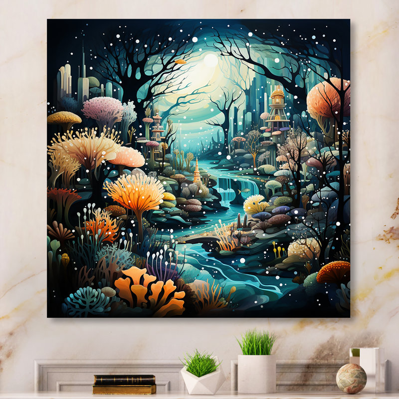 «Coral Mistic Underwater Kingdom II - Fantasy», art mural, Toile tendue, H 30 po x l 30 po x P 1,5 po