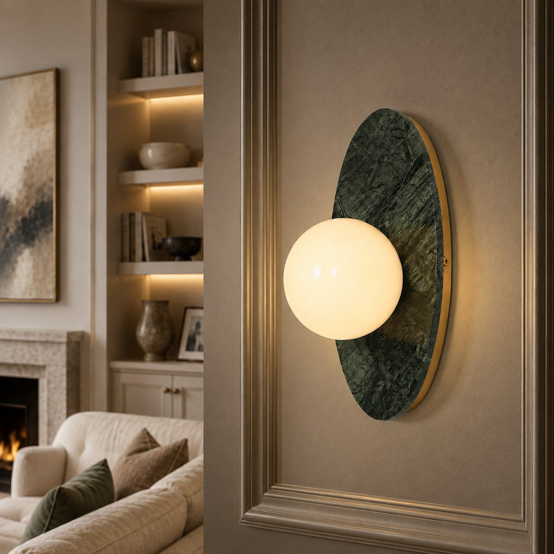 1- Light Dimmable Milky Glass Wall Sconce