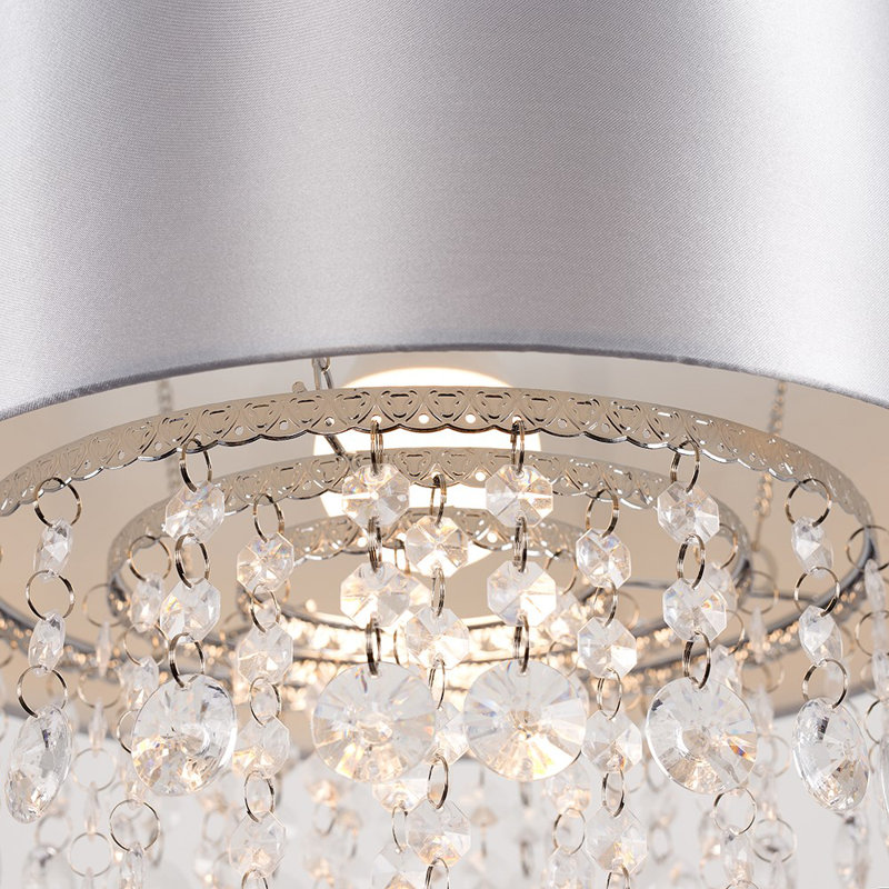 Jesmond 33cm H Plastic Drum Pendant Shade ( Spider ) in Grey