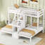 Triple lit superposé avec tiroirs, escalier avec rangement, tablettes intégrées-1463052473