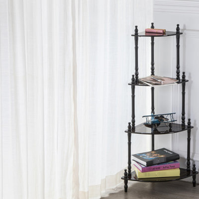 4 Wooden Standing Corner Shelf, 39" High, - Store Decorative , Books, Parlor Games Composite Wood Quality Tall Shelf With Cherry Glaze Accommodate Sparkling Items, Distinct Trait