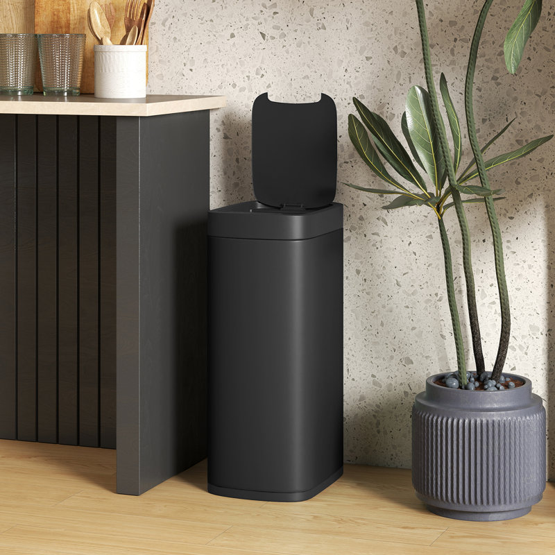 Metal, Plastic Motion Sensor Kitchen Trash Can - 50L, Black