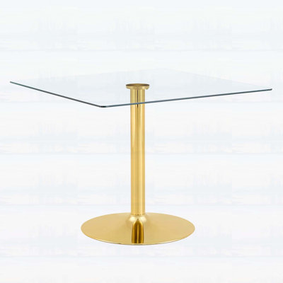 Table de salle à manger minimaliste avec base en métal à colonne unique, idéale pour les espaces compacts et une utilisation polyvalente.