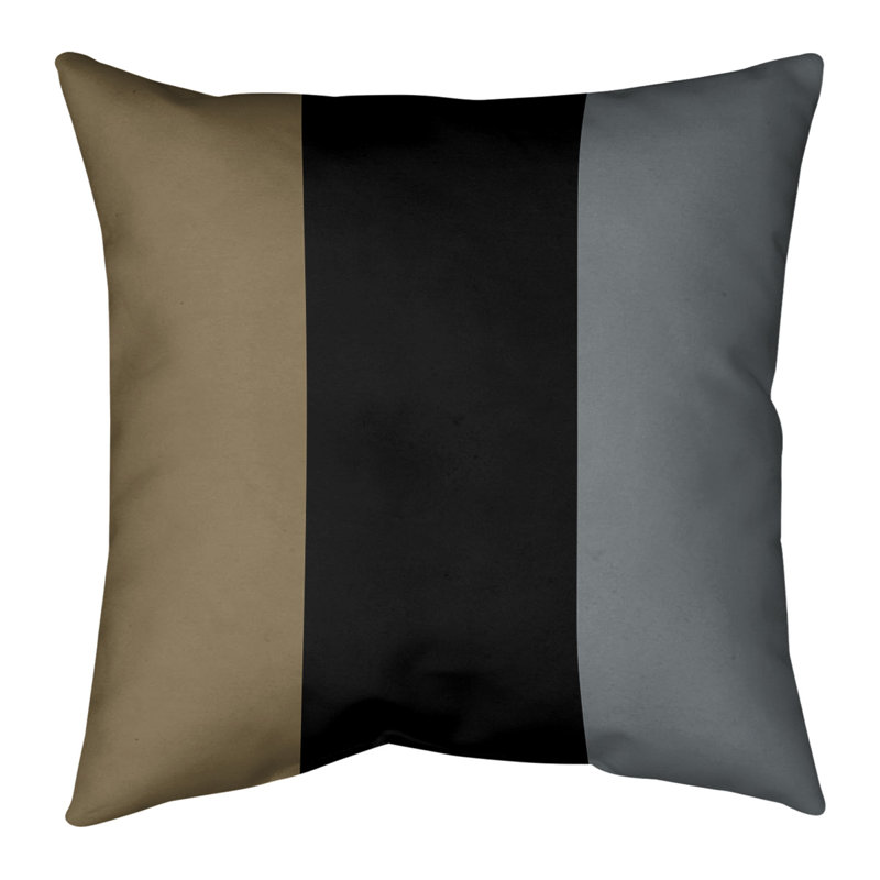 Housse de coussin rayé, Anaheim, 20 po x 20 po, Doré métallique / noir / argent