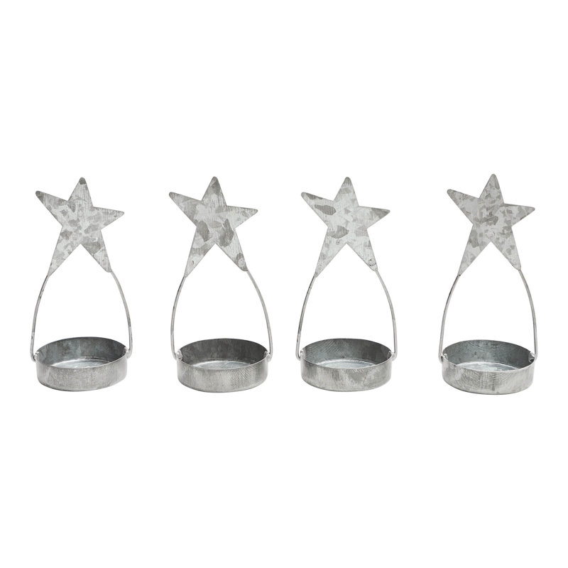 Festive Finds Star Tealight Holder Set of 4 4x1.75x1.75, Galvanized