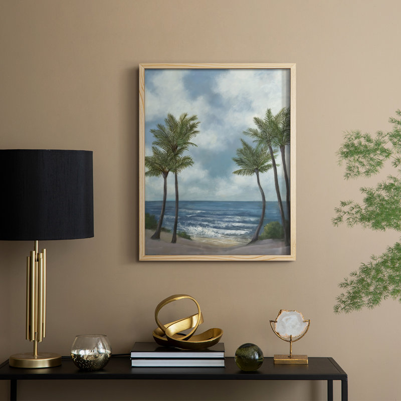 Coastal Palm Tree II, reproduction encadrée - bois massif, Naturel, H 21 po x l 17 po