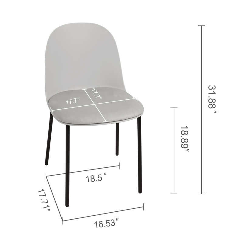 Chaise de salle à manger moderne avec coussin, pieds de peinture en poudre, chaises de cuisine de style Mid-Century pour salle à manger