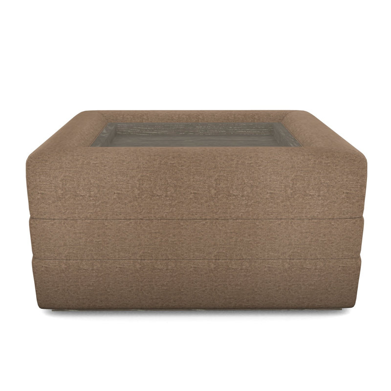 Boyden Ottoman with Wood Tray, Nadia Earth, Hampton