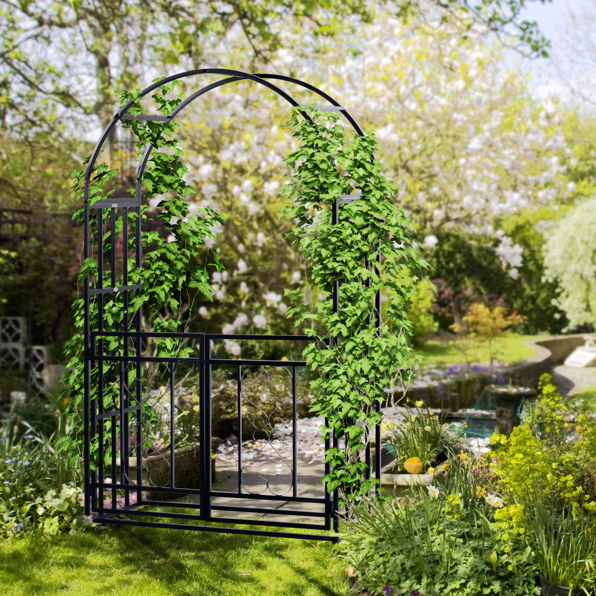 Red Barrel Studio® Kaymi 81'' H x 45'' W Steel Arched Trellis | Wayfair