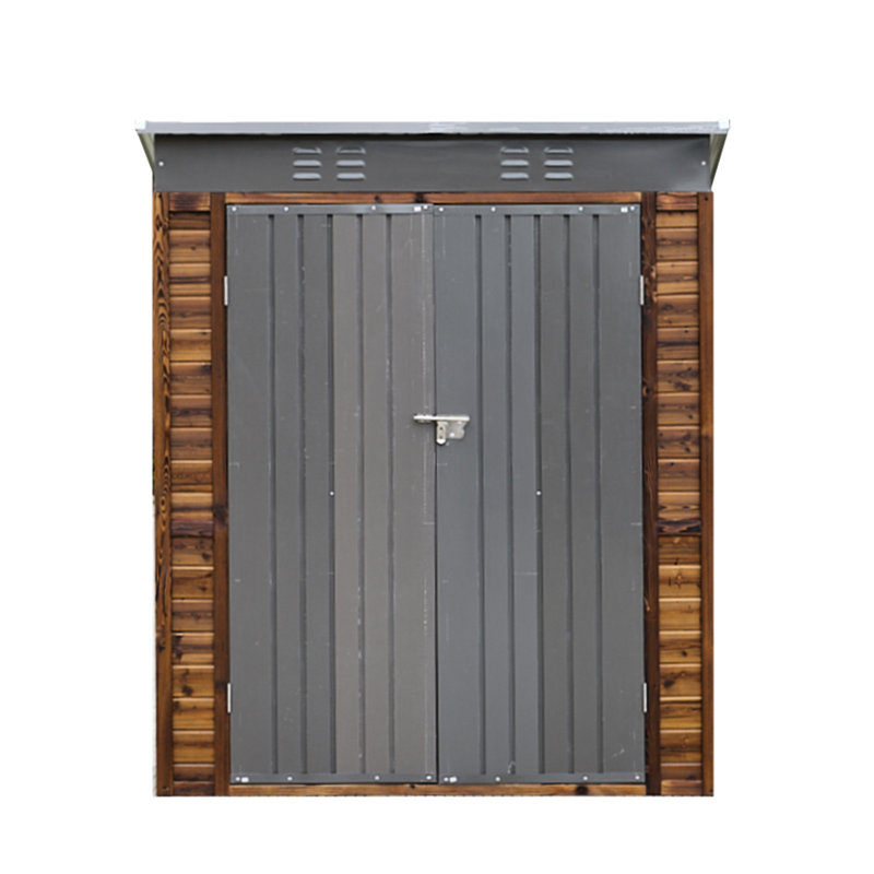 Remise de jardin en fer 3 * 5Ft Revêtement imperméable Cedarwood. Portes de toit modernes en fer avec éclairage de ventilation adéquat. Forte utilisation. Assemblage facile. 59,29 po de profondeur x 32,96 po