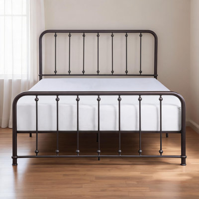 King Size Antique Bronze Metal Platform Bed, Classic Vintage Styled Bedroom Furniture for Primary or Guest Bedroom