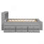 Lit double avec tête de lit bibliothèque, tiroirs de rangement sous le lit et étui de rangement à bout de lit, gris-857183537