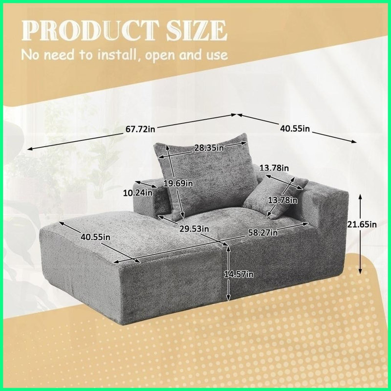 Canapé moderne à 2 places en mousse viscoélastique chenille - sans assemblage, facile à transporter pour le salon, la chambre à coucher et Bureau à domicile