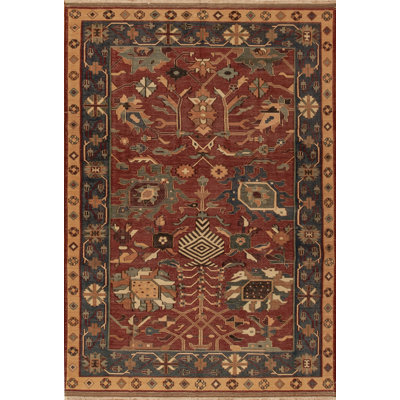 Discovery Flatweave Wool Area Rug in Red/Dark Green/Orange