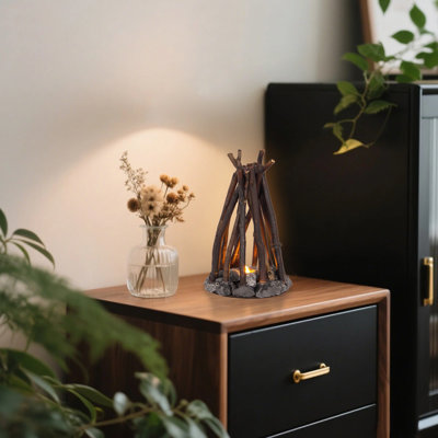 Rustic Campfire Style Ambient Table Lamp With White Noise Sound
