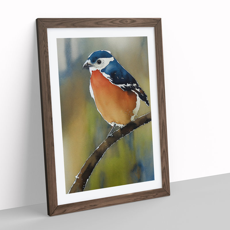Bird In No.3 - Single Picture Frame Painting, 34cm H x 25cm W x 2cm D, Walnut