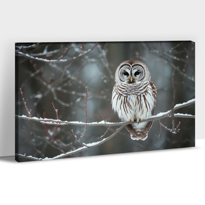 Grande chouette hivernale, reproduction d'art sur toile - Forêt enneigée, art mural, impressions sur toile, affiche sur toile pour la décoration de Noël du salon, prête à être suspendue, 20 po x 30 po